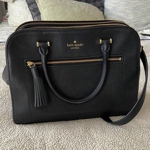 kate spade Black Pebbled Leather Satchel with Gold Hardware